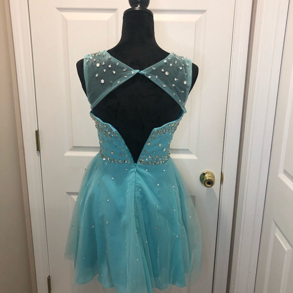 Baby Online Dress mini blue jeweled rhinestone prom homecoming dress - Picture 11 of 16